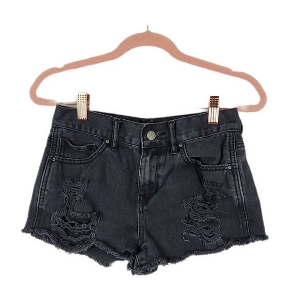 Bullhead Distressed Denim Co. Black High Rise Shorts Size 25 - Picture 1 of 6